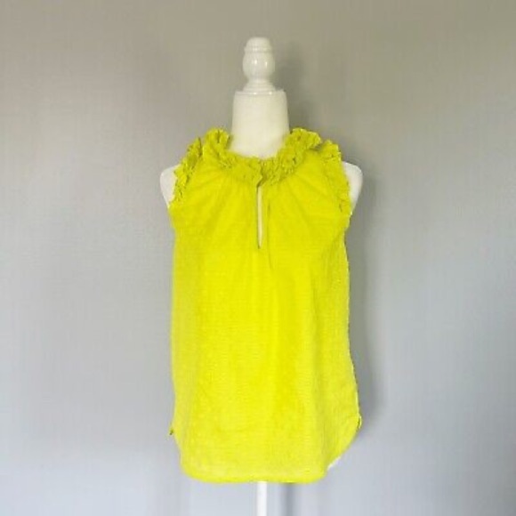 J. Crew Womens Parquet Swiss Dot Ruffle Neck Sleeveless Top Size Small 8 - Picture 2 of 7